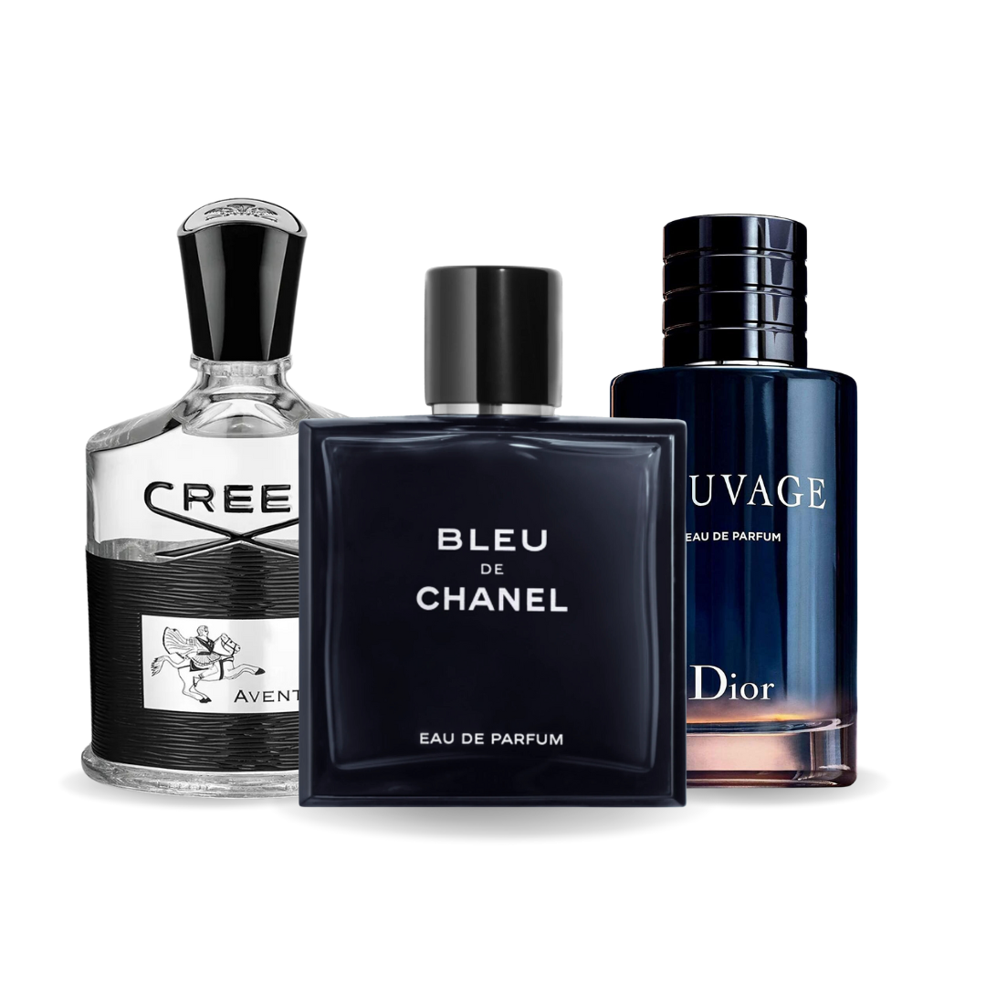 Set di 3 Profumi Aventus, Bleu de Chanel e Sauvage 100ml 