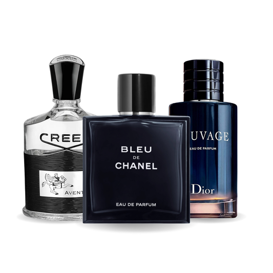 Set di 3 Profumi Aventus, Bleu de Chanel e Sauvage 100ml 
